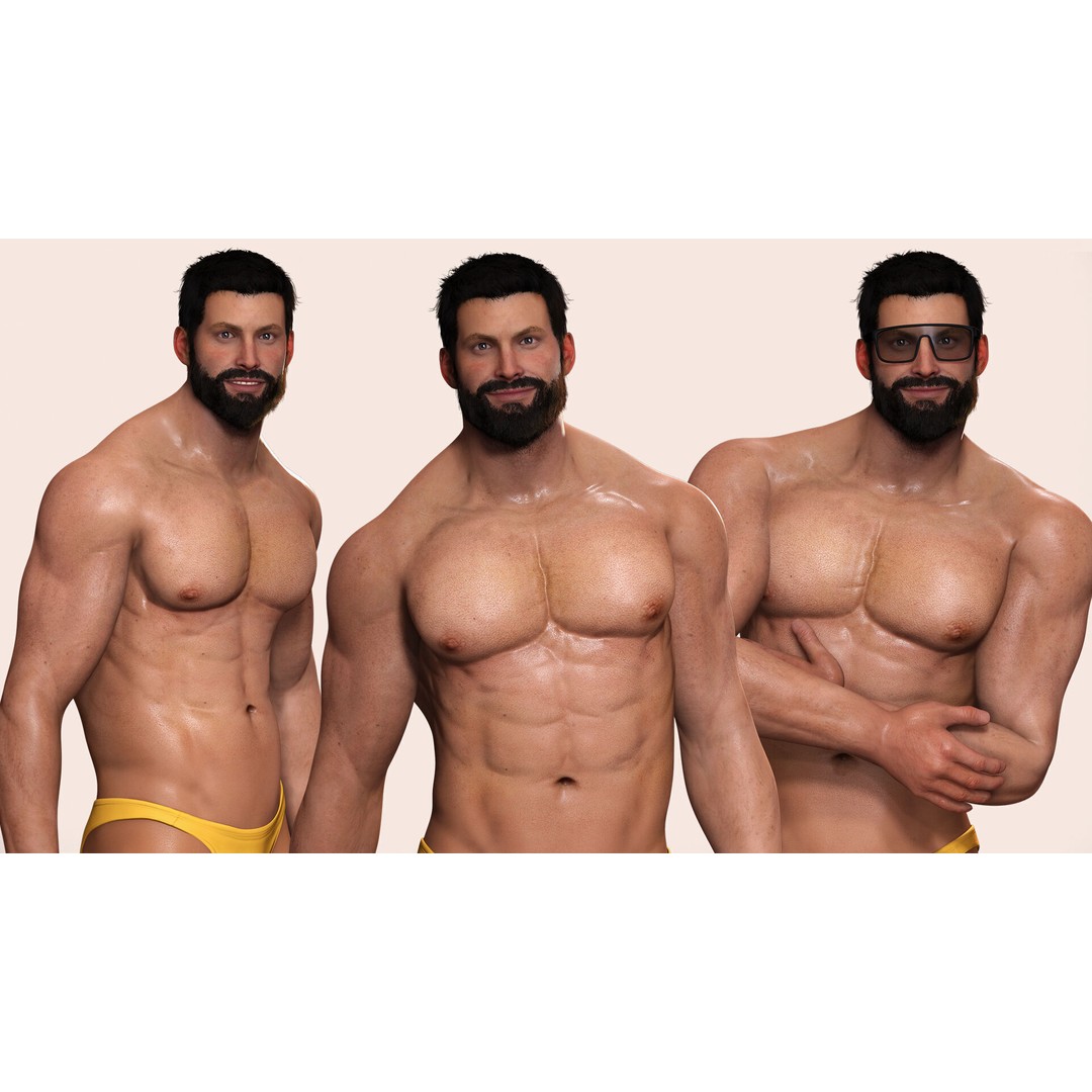 Realistic Male Bodybuilder 3D Model – Rigged Low-Poly PBR Asset, FBX - View 10