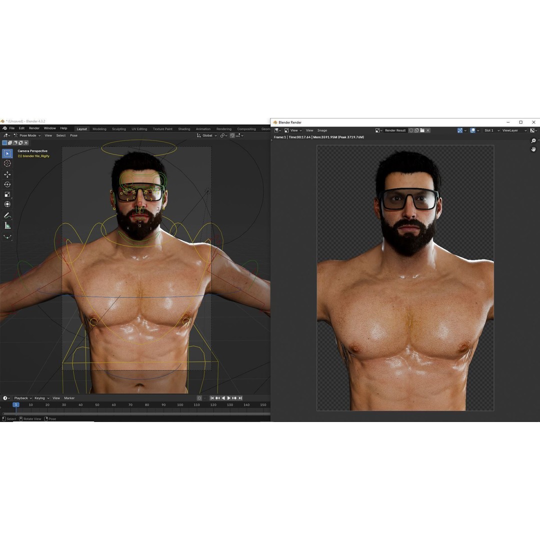 Realistic Male Bodybuilder 3D Model – Rigged Low-Poly PBR Asset, FBX - View 18