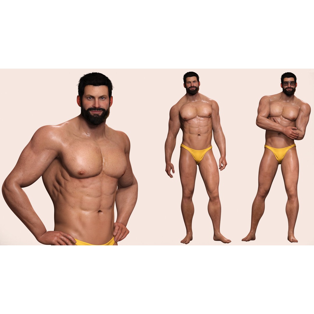Realistic Male Bodybuilder 3D Model – Rigged Low-Poly PBR Asset, FBX - View 8