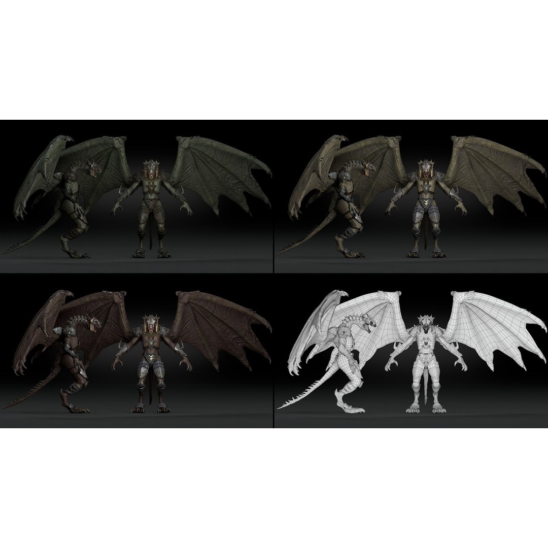 Dragon Warrior 3D Model – Low Poly Animated Character, FBX, OBJ - View 17