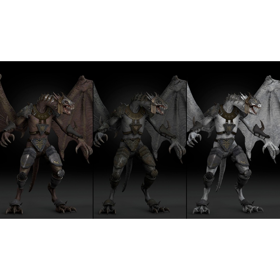 Dragon Warrior 3D Model – Low Poly Animated Character, FBX, OBJ - View 23