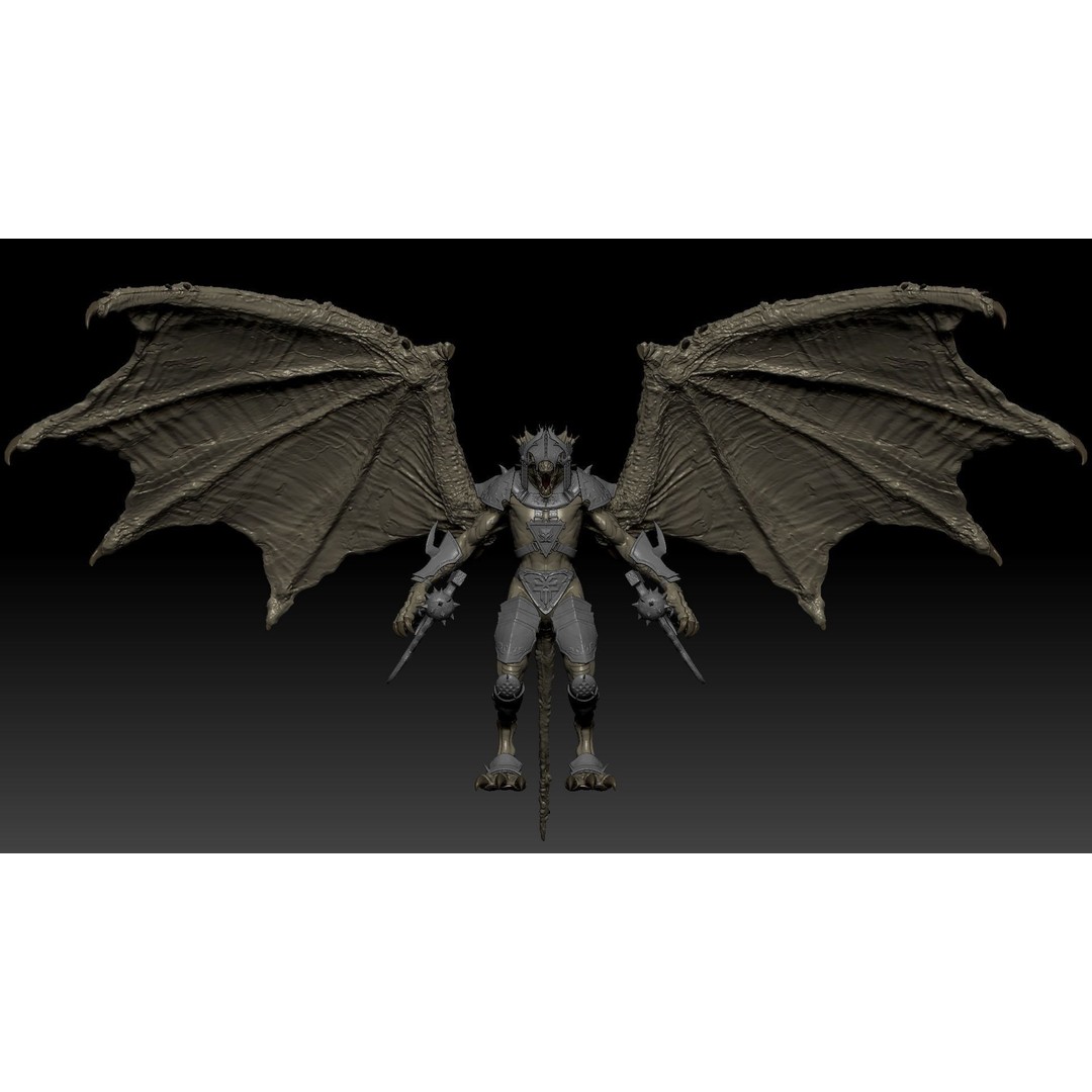Dragon Warrior 3D Model – Low Poly Animated Character, FBX, OBJ - View 37