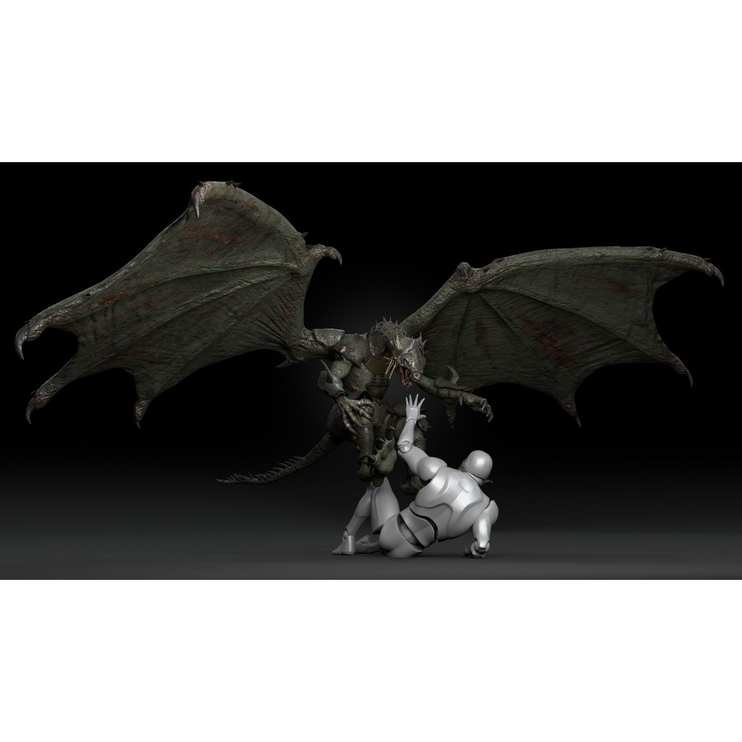 Dragon Warrior 3D Model – Low Poly Animated Character, FBX, OBJ - View 4