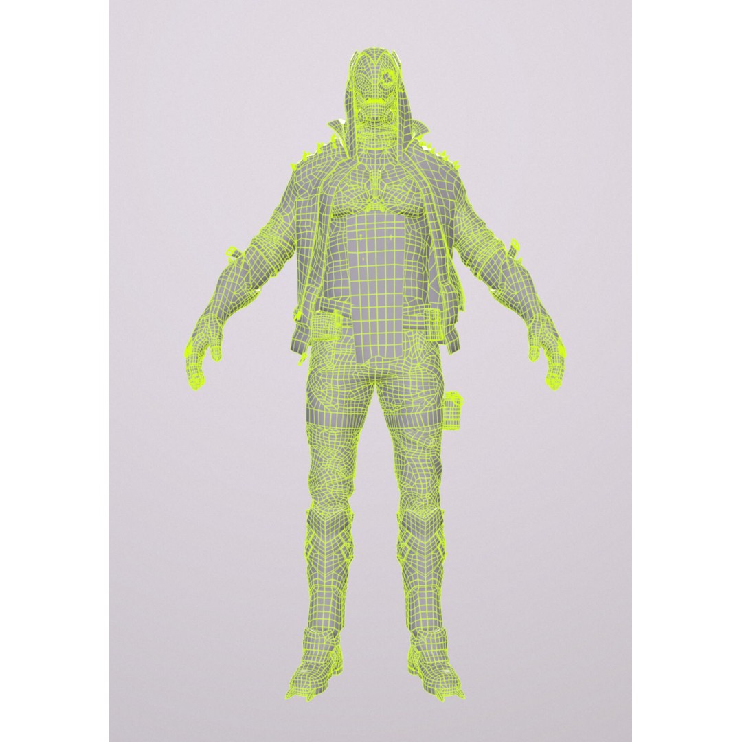 Masked Biker Gang Soldier 3D Model – Low Poly Rigged Character, FBX