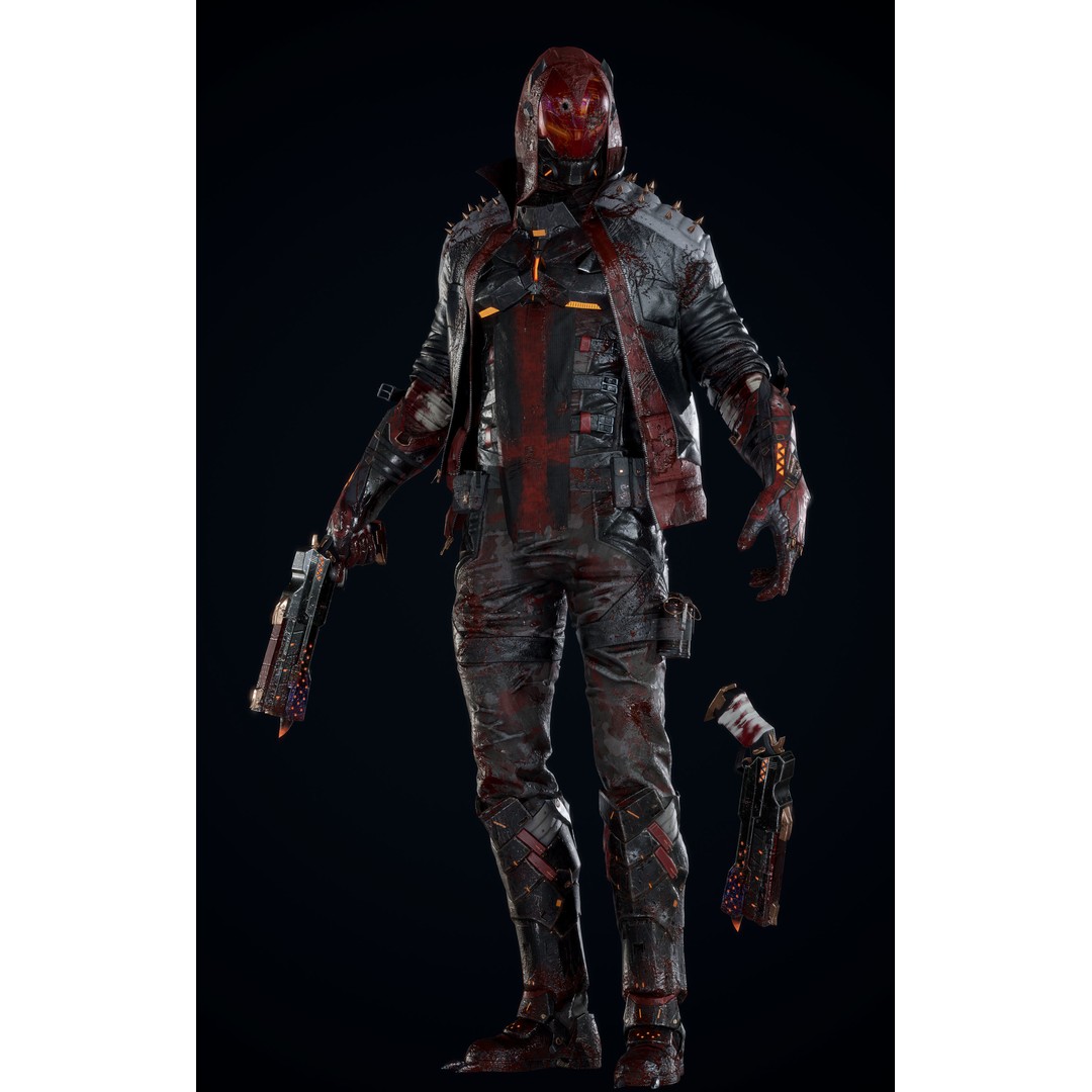 Masked Biker Gang Soldier 3D Model – Low Poly Rigged Character, FBX - View 3