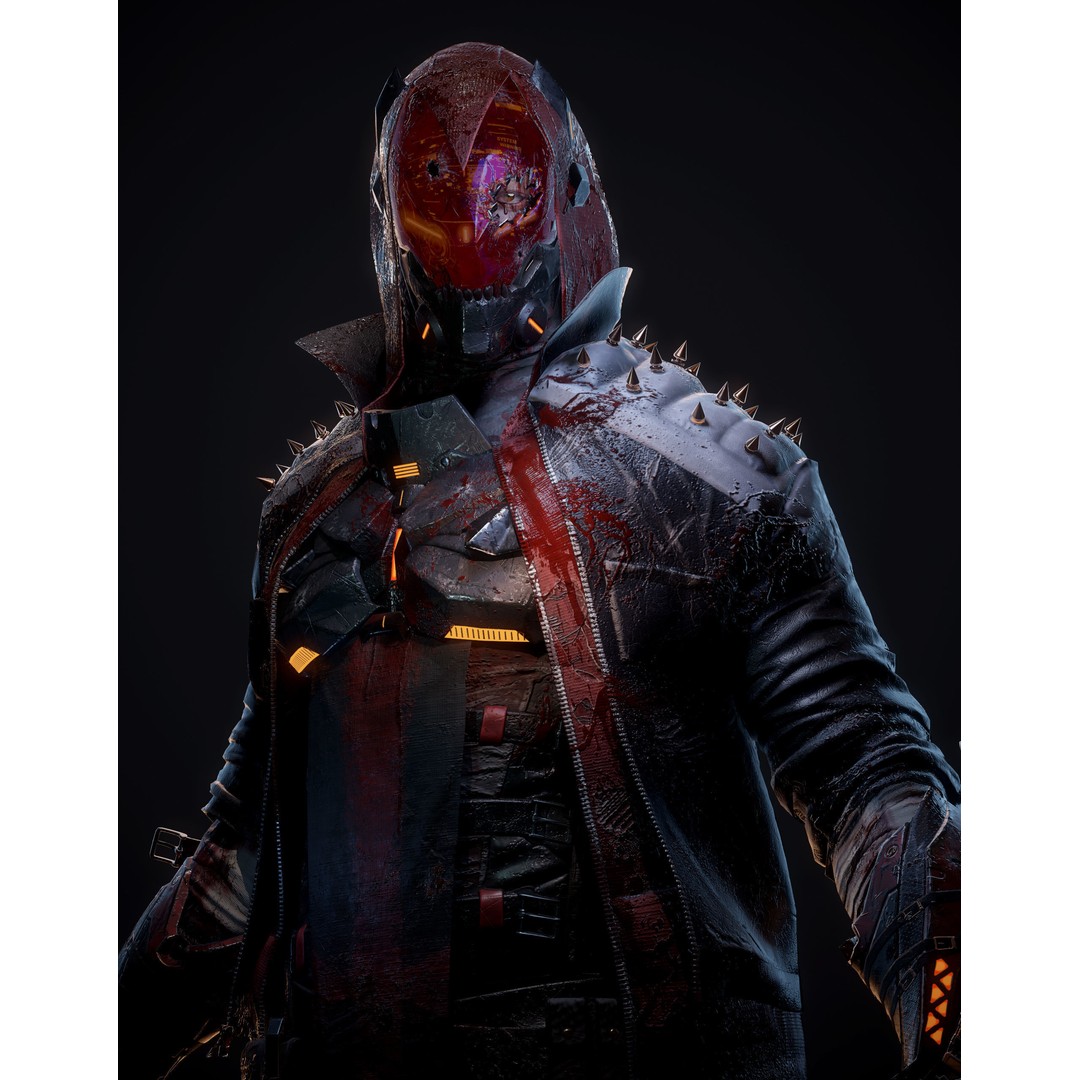 Masked Biker Gang Soldier 3D Model – Low Poly Rigged Character, FBX - View 4