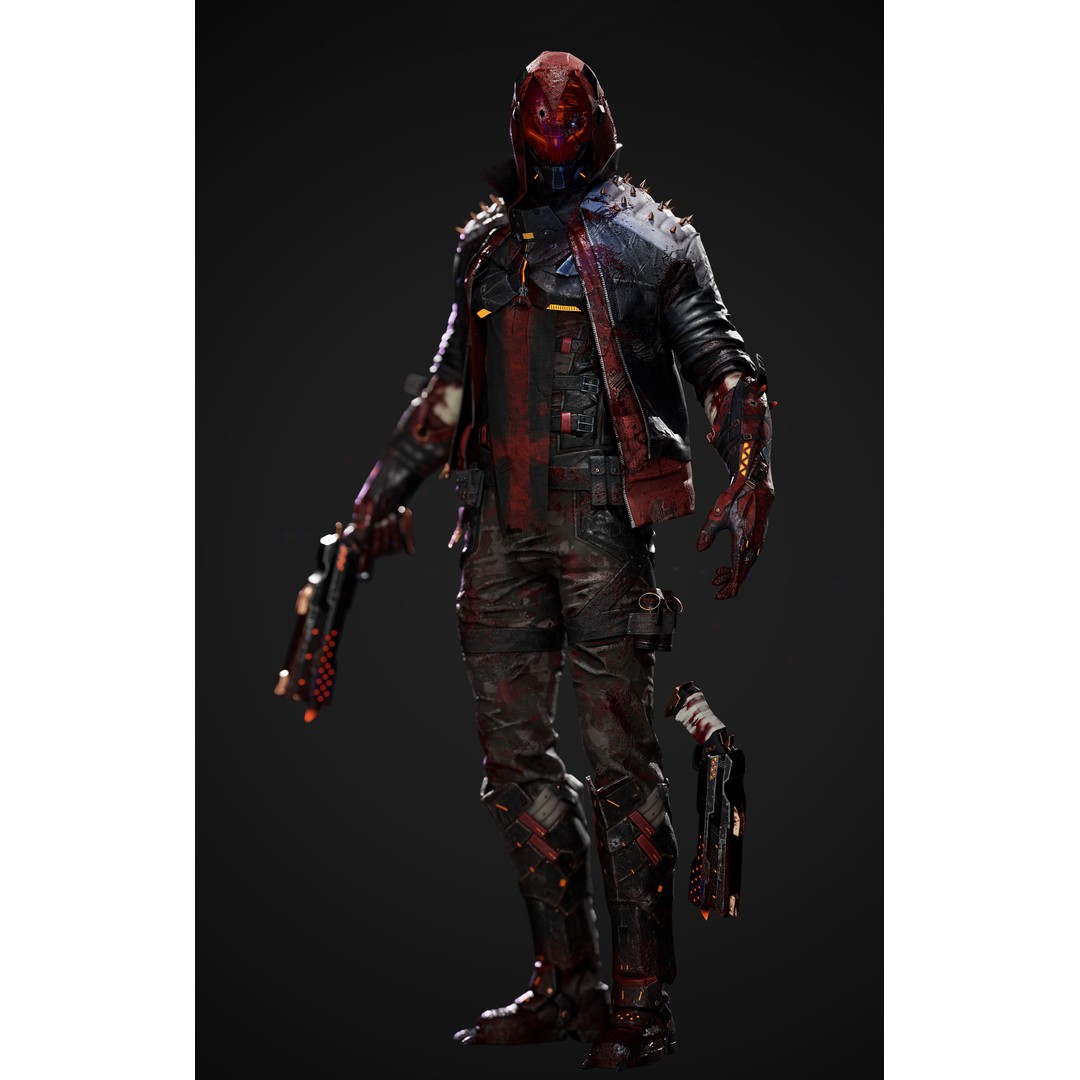 Masked Biker Gang Soldier 3D Model – Low Poly Rigged Character, FBX - View 6