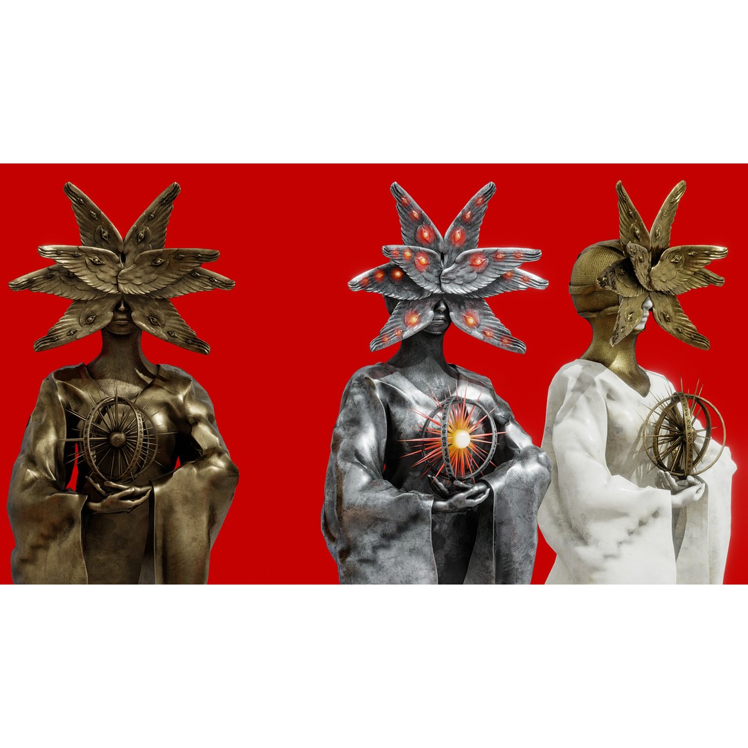 Seraph Statue 3D Model – Low Poly PBR Game Asset, FBX
