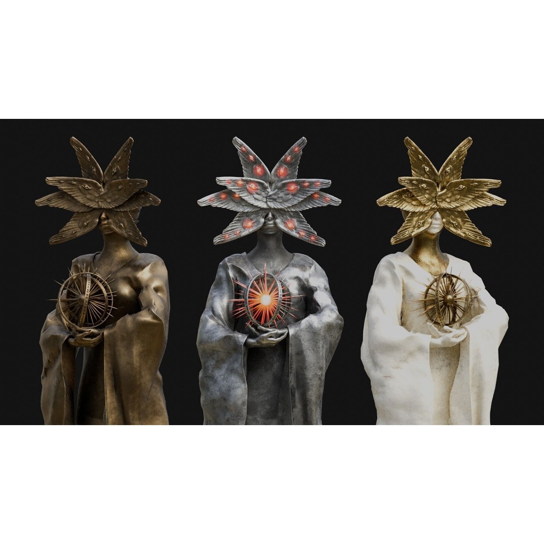 Seraph Statue 3D Model – Low Poly PBR Game Asset, FBX - View 10