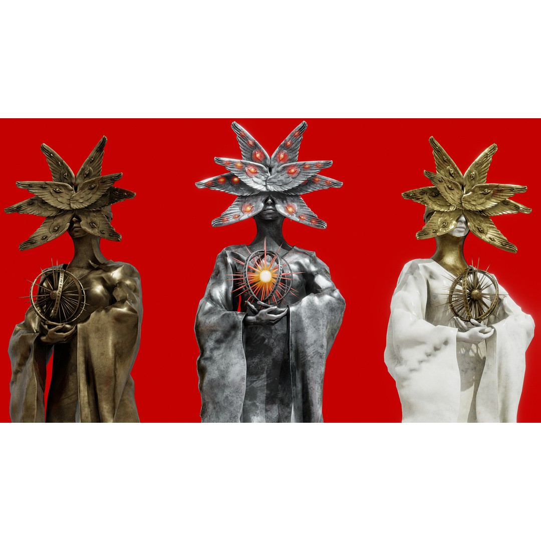 Seraph Statue 3D Model – Low Poly PBR Game Asset, FBX - View 11