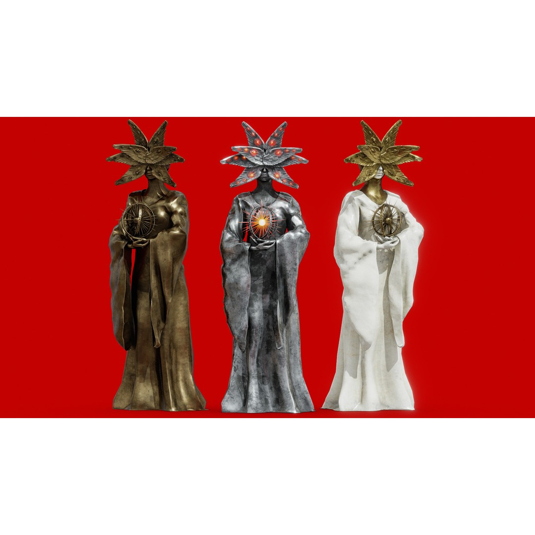 Seraph Statue 3D Model – Low Poly PBR Game Asset, FBX - View 12