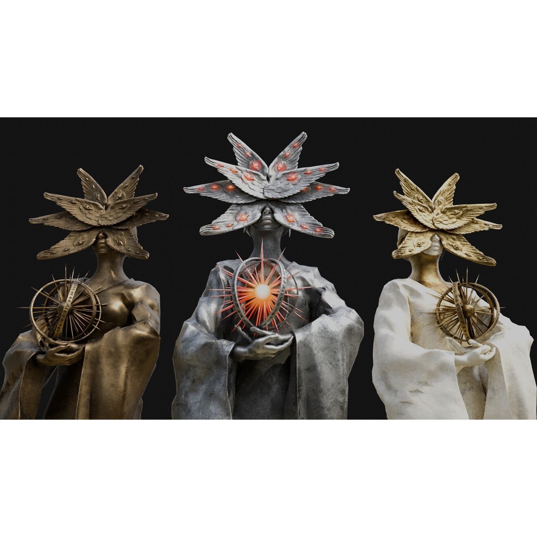 Seraph Statue 3D Model – Low Poly PBR Game Asset, FBX - View 3