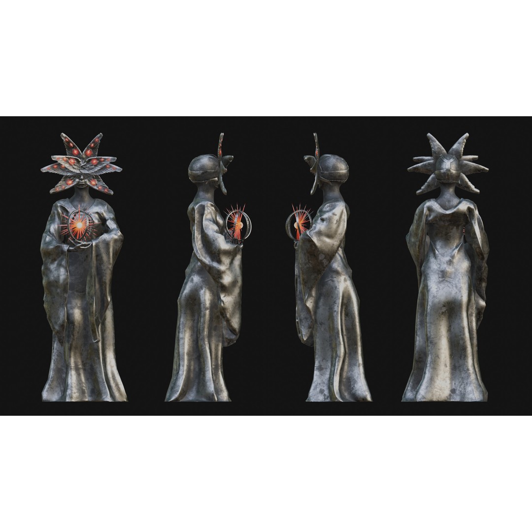 Seraph Statue 3D Model – Low Poly PBR Game Asset, FBX - View 4