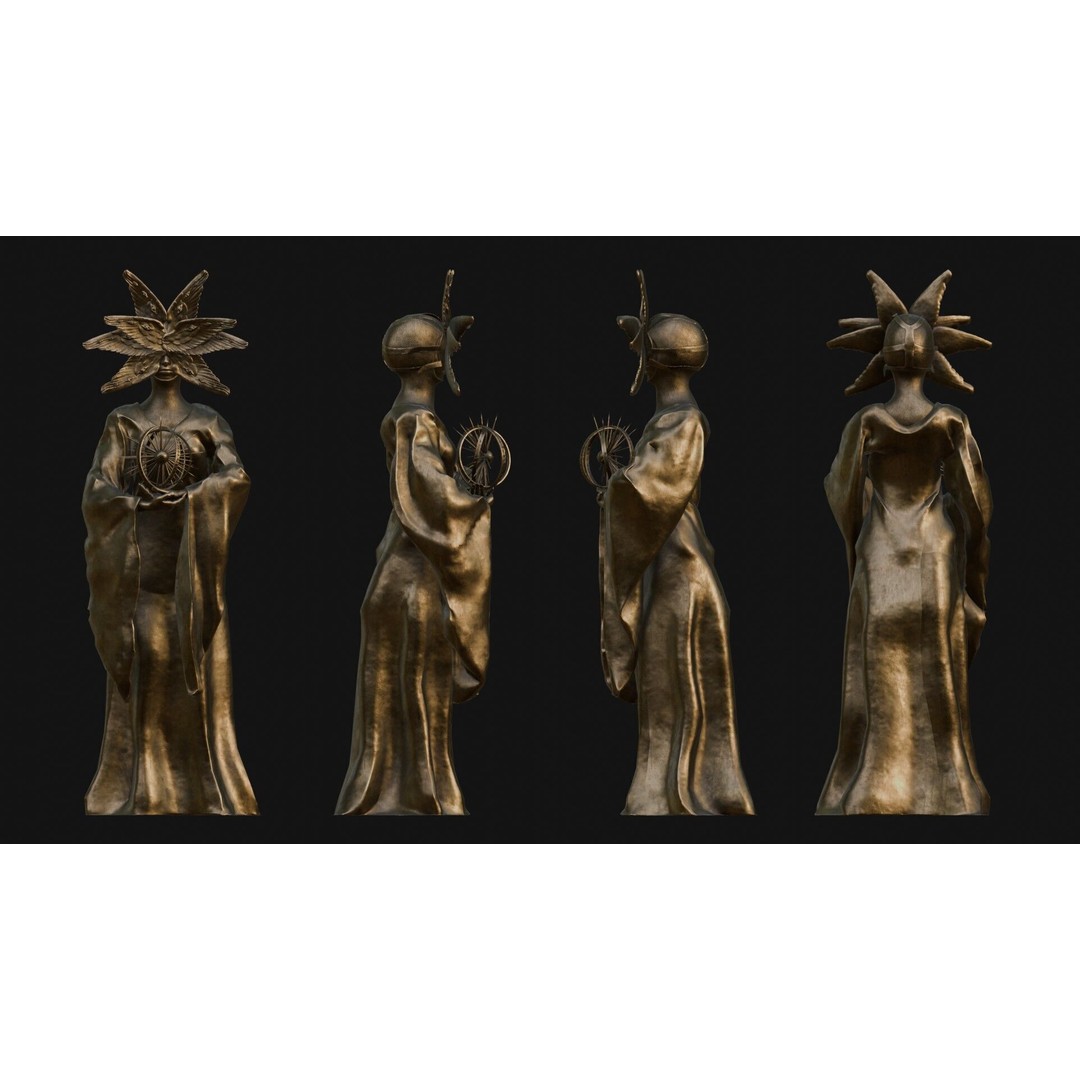 Seraph Statue 3D Model – Low Poly PBR Game Asset, FBX - View 5