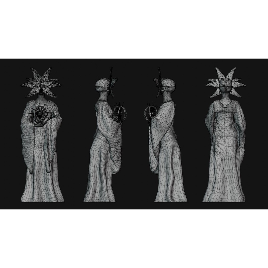 Seraph Statue 3D Model – Low Poly PBR Game Asset, FBX - View 7