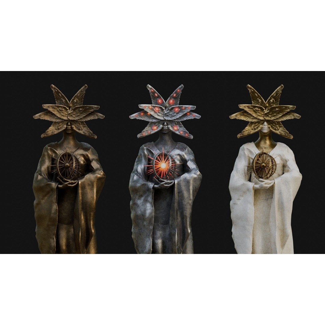 Seraph Statue 3D Model – Low Poly PBR Game Asset, FBX - View 9