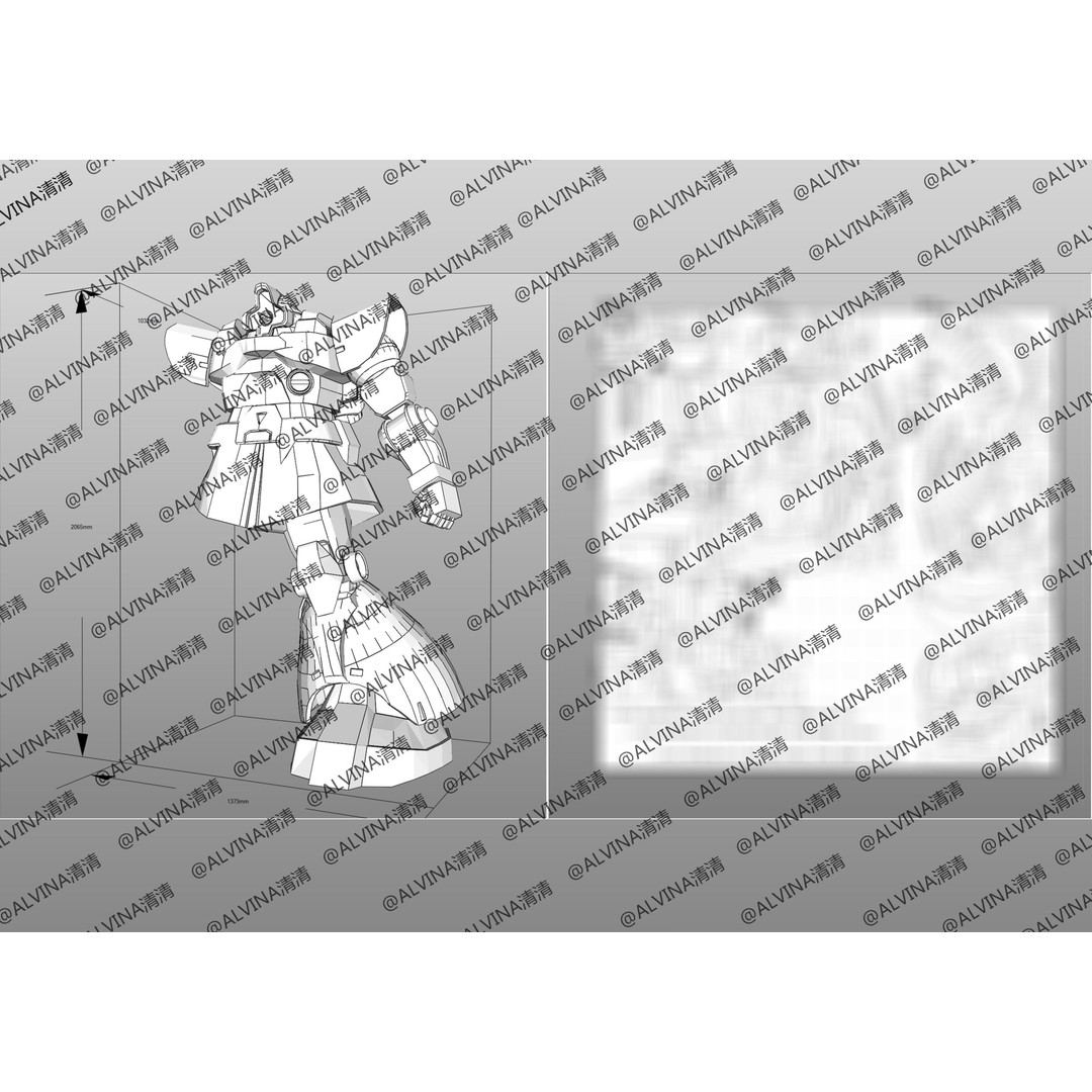 Gundam Dom Armor 3D Model – Low Poly Pepakura Foam Template, PDO - View 10