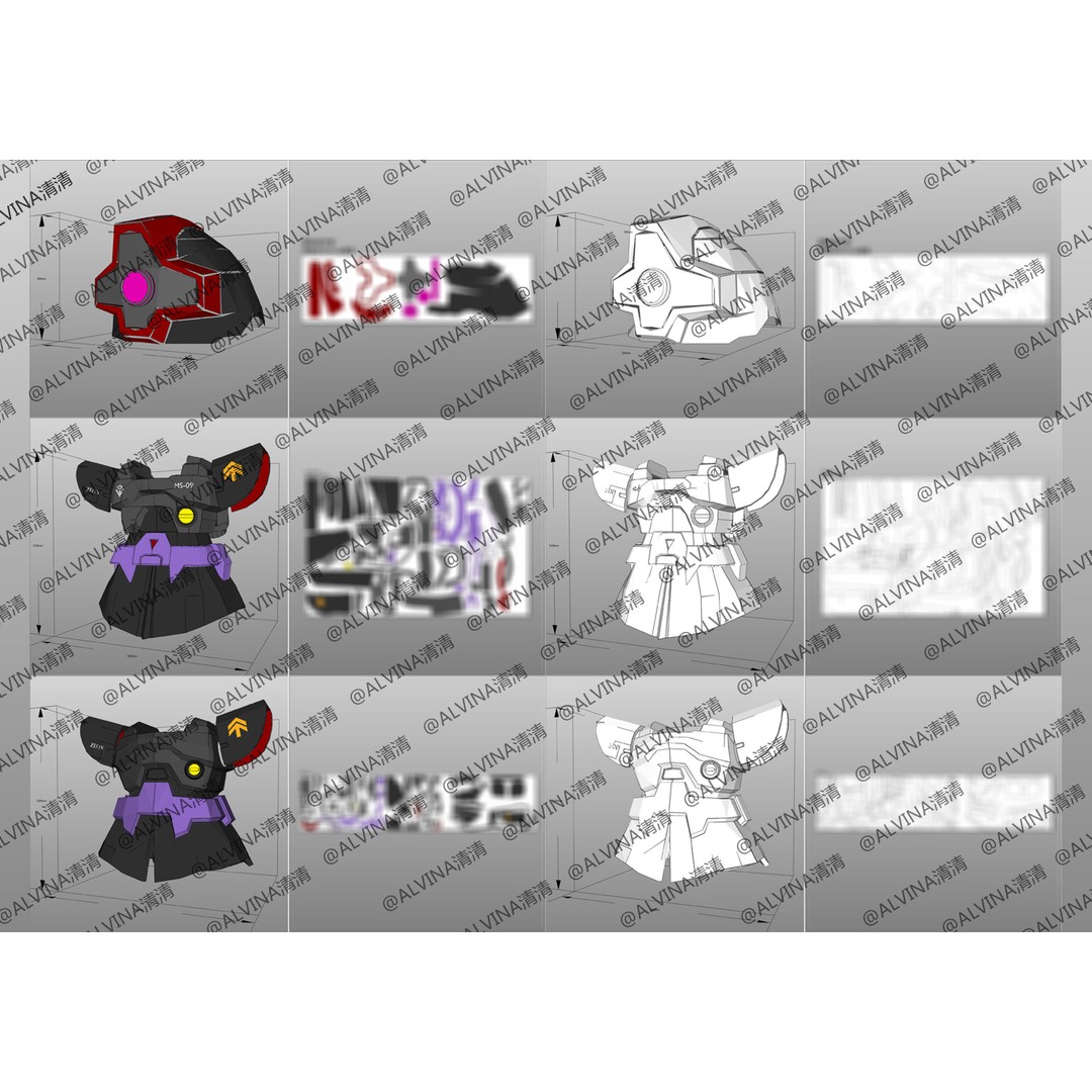 Gundam Dom Armor 3D Model – Low Poly Pepakura Foam Template, PDO - View 14