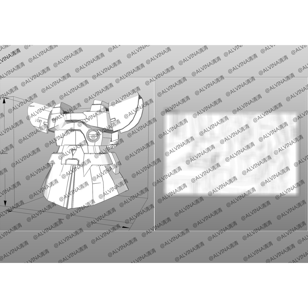 Gundam Dom Armor 3D Model – Low Poly Pepakura Foam Template, PDO - View 23