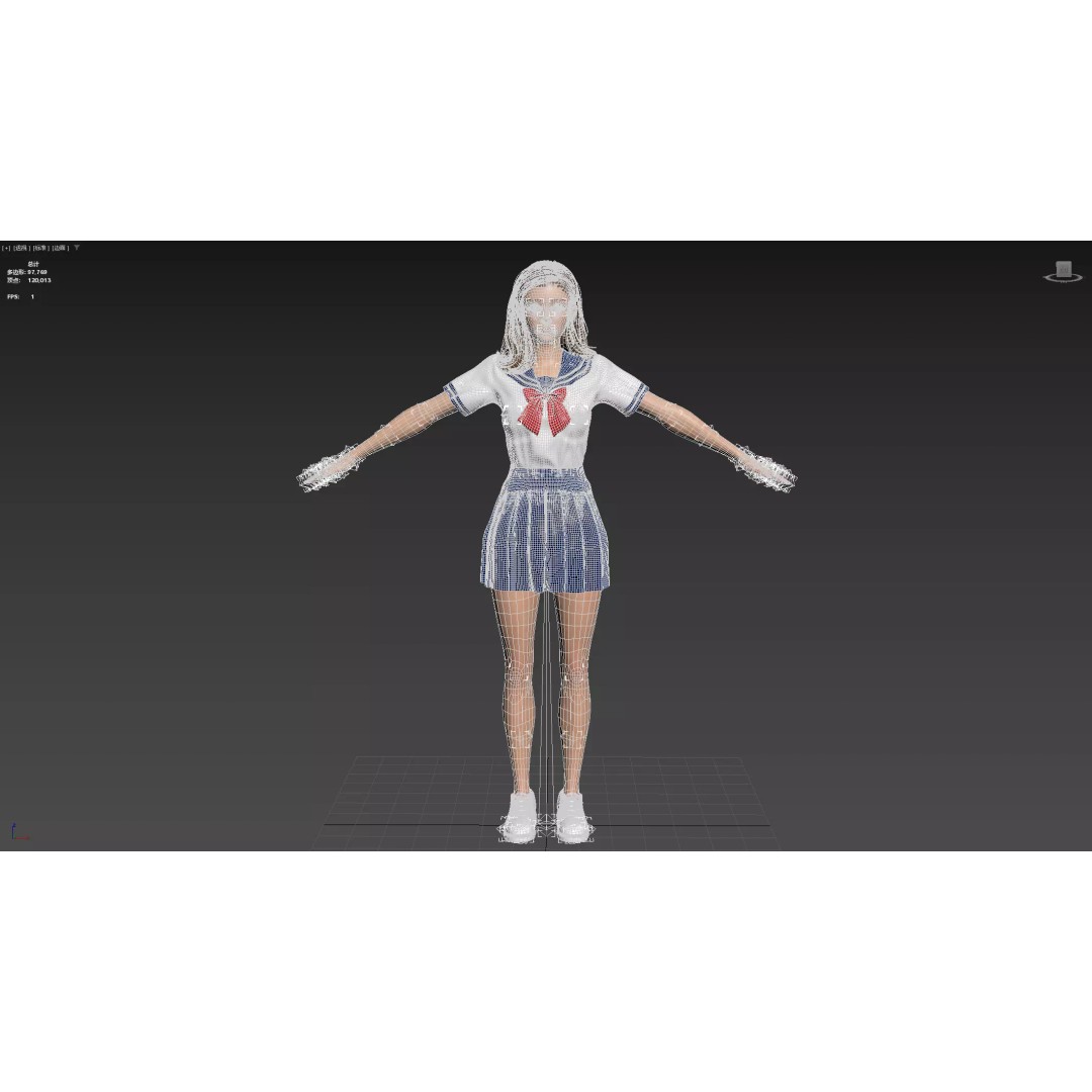 JK Girl 3D Model – Low Poly Character, Rigged, FBX, OBJ