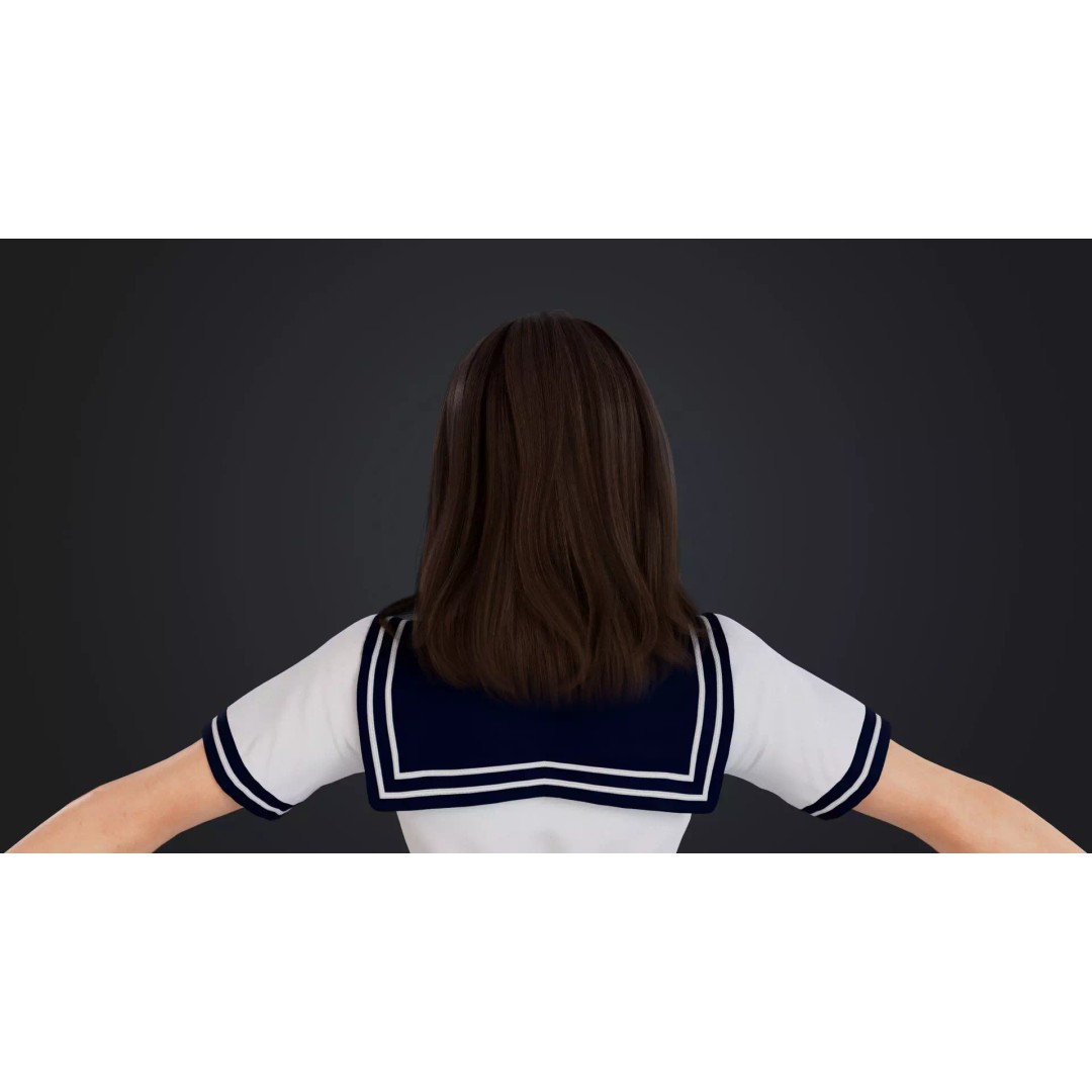 JK Girl 3D Model – Low Poly Character, Rigged, FBX, OBJ - View 16