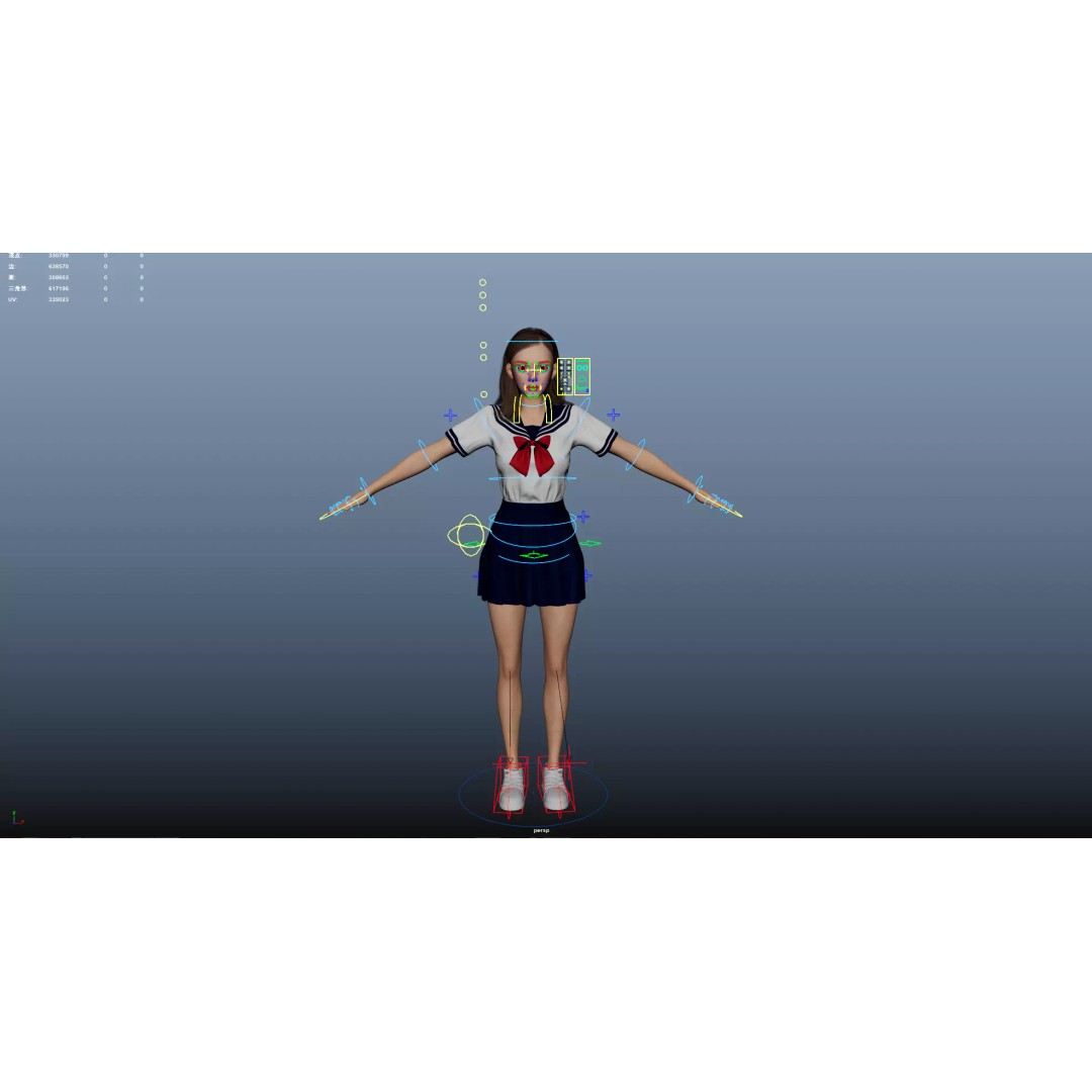 JK Girl 3D Model – Low Poly Character, Rigged, FBX, OBJ - View 22
