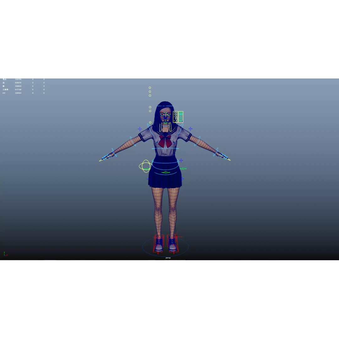 JK Girl 3D Model – Low Poly Character, Rigged, FBX, OBJ - View 23