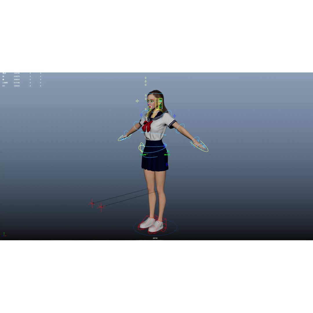 JK Girl 3D Model – Low Poly Character, Rigged, FBX, OBJ - View 24