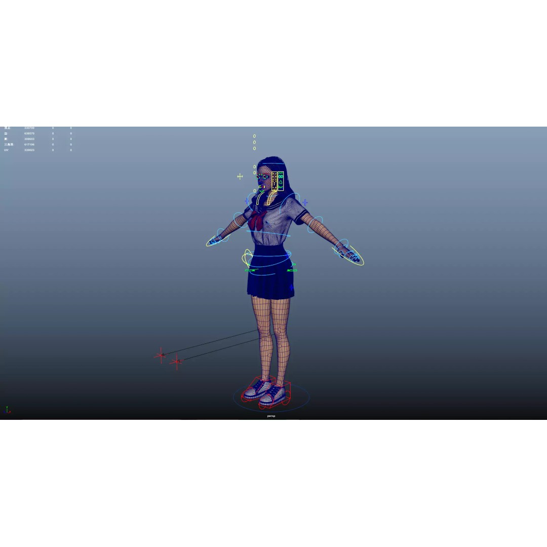 JK Girl 3D Model – Low Poly Character, Rigged, FBX, OBJ - View 25