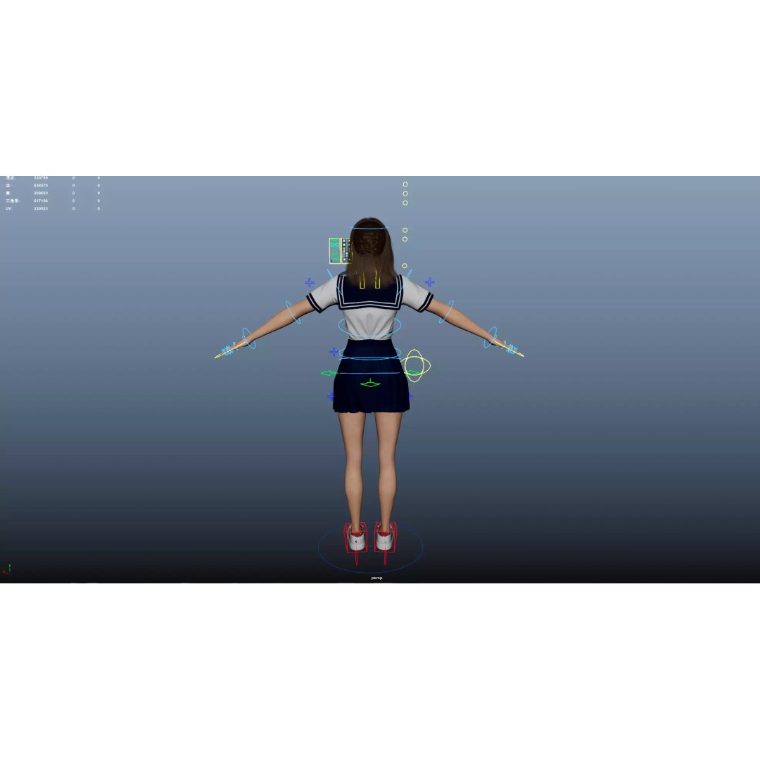 JK Girl 3D Model – Low Poly Character, Rigged, FBX, OBJ - View 26