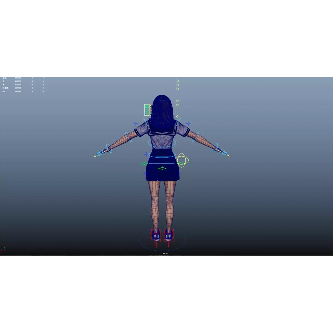JK Girl 3D Model – Low Poly Character, Rigged, FBX, OBJ - View 27