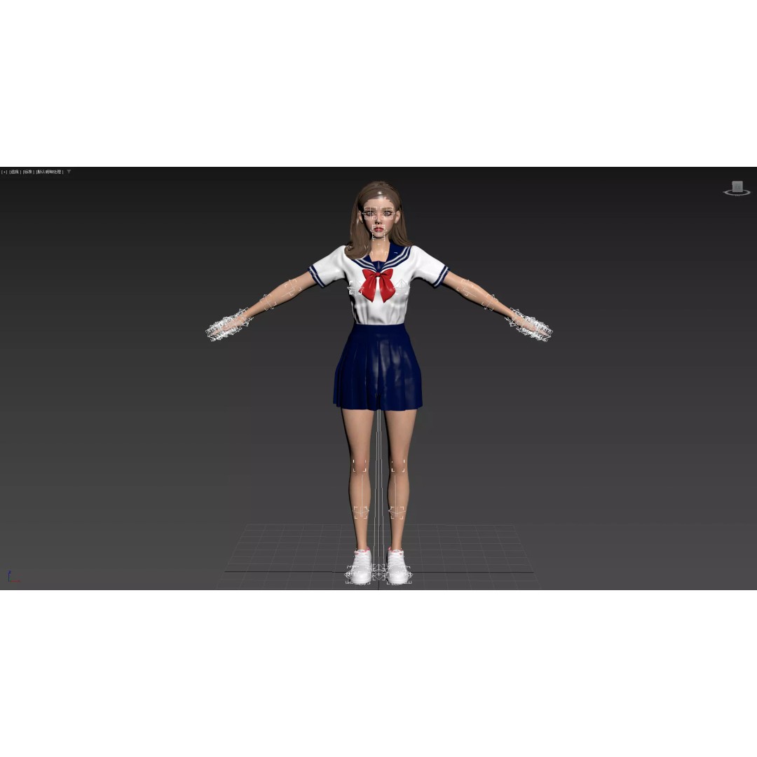 JK Girl 3D Model – Low Poly Character, Rigged, FBX, OBJ - View 28