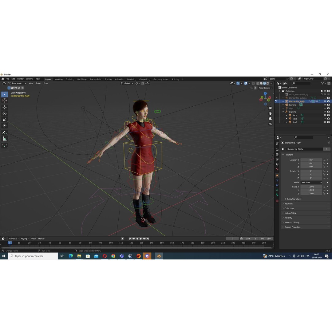 Mariya 3D Model – Realistic Female Character in Red Dress, Rigged - View 21