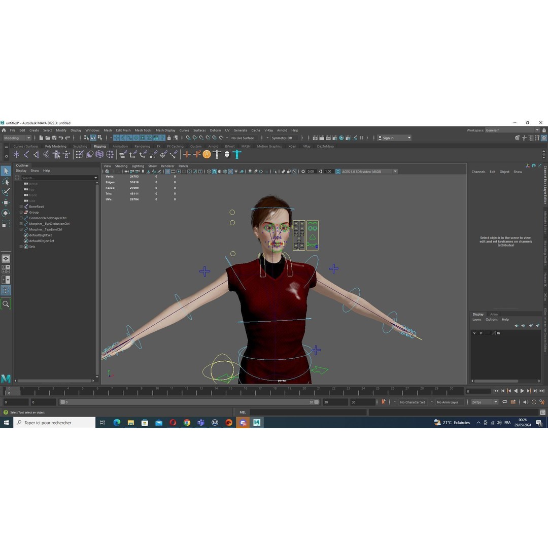 Mariya 3D Model – Realistic Female Character in Red Dress, Rigged - View 24