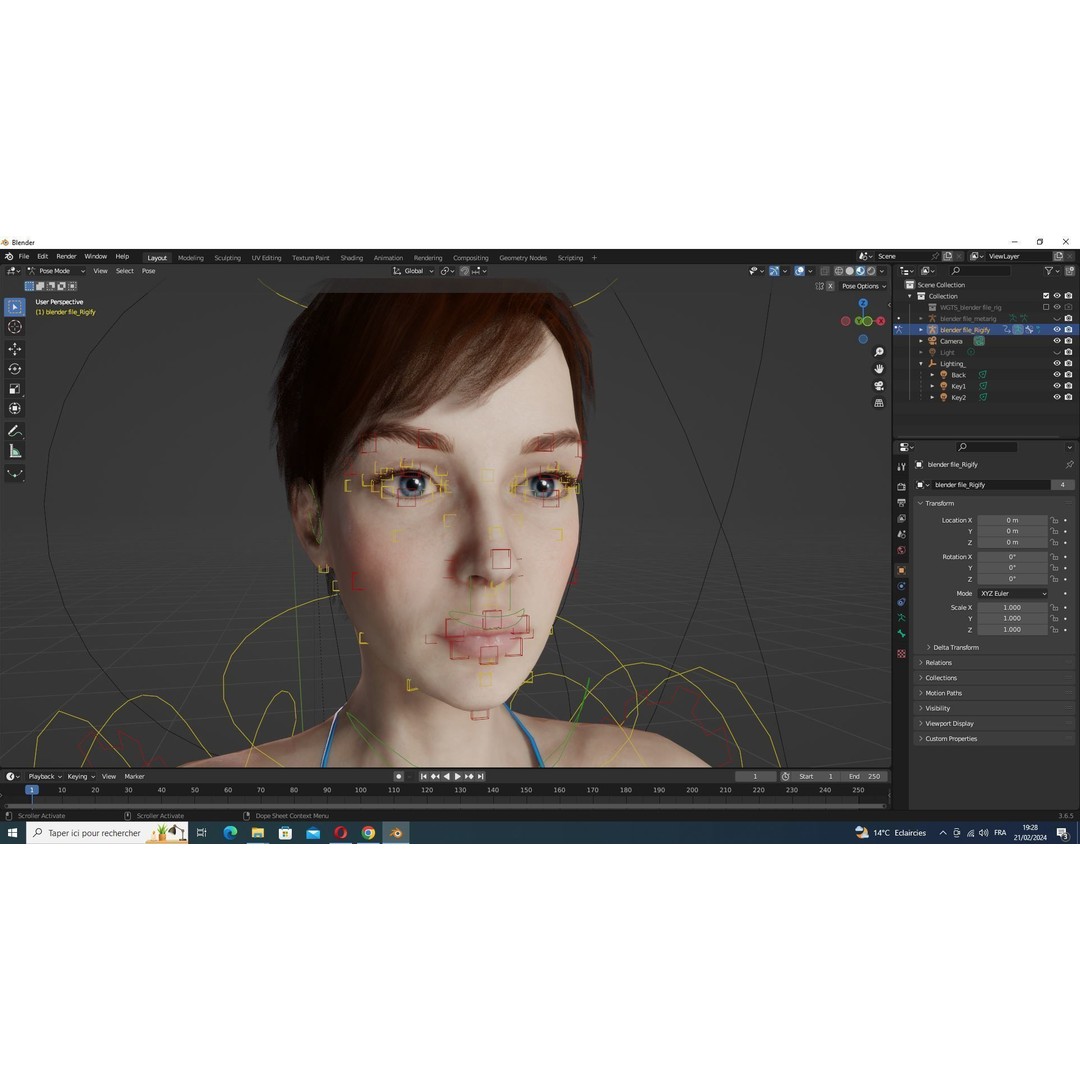 Mariya 3D Model – Realistic Female Character in Red Dress, Rigged - View 28