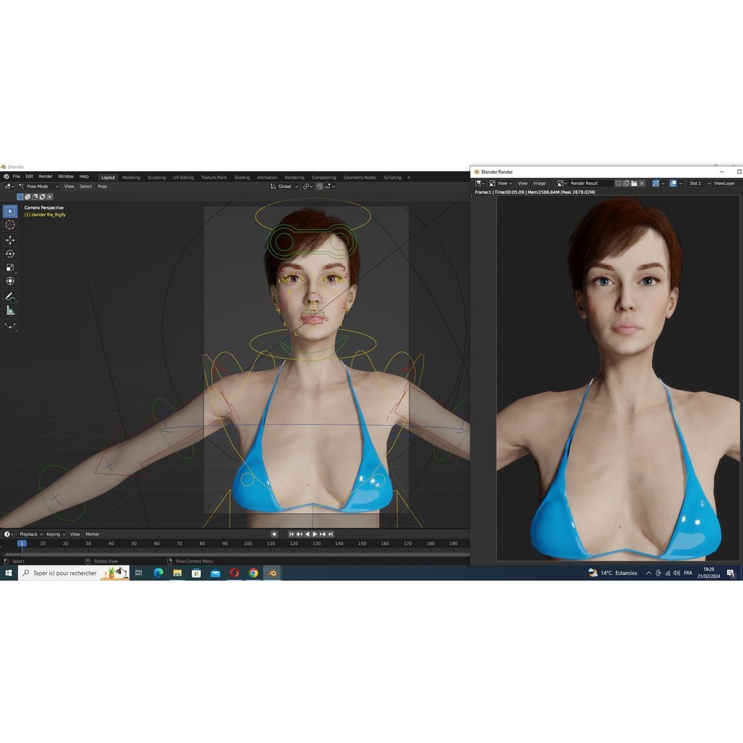 Mariya 3D Model – Realistic Female Character in Red Dress, Rigged - View 29