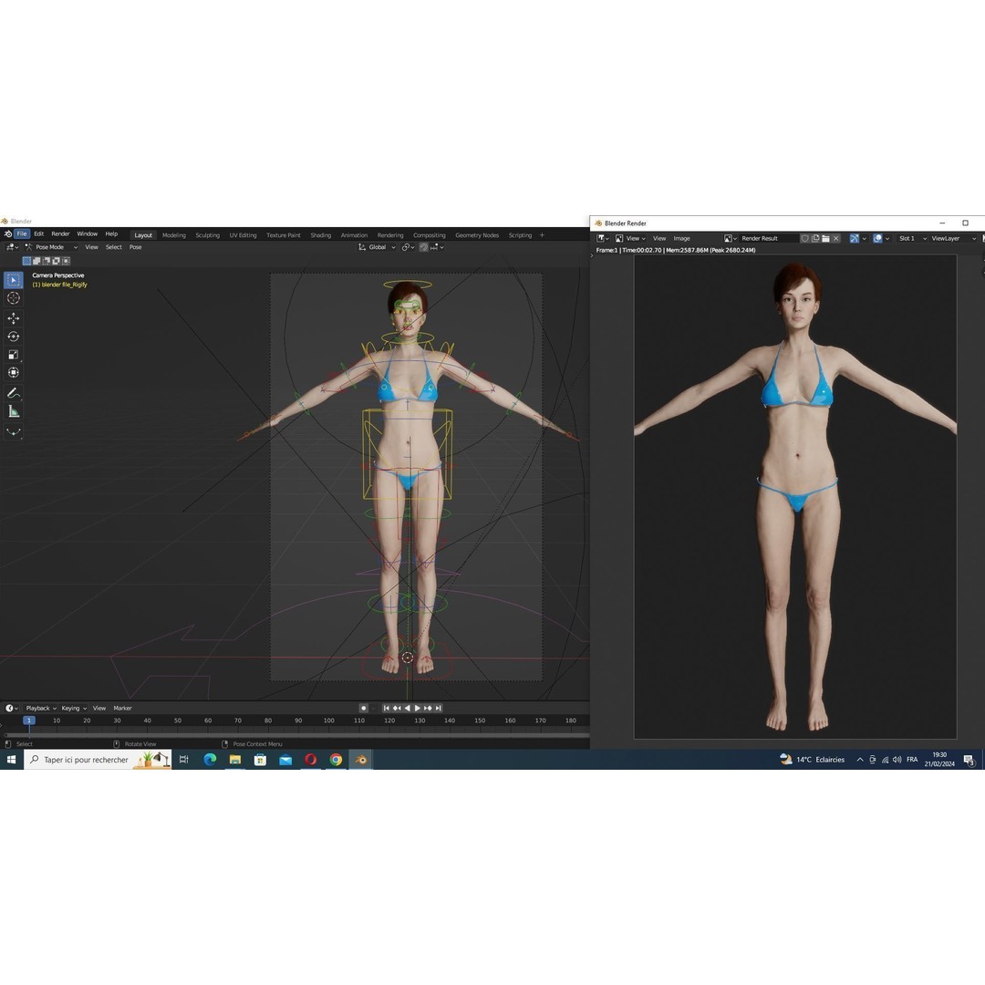 Mariya 3D Model – Realistic Female Character in Red Dress, Rigged - View 30