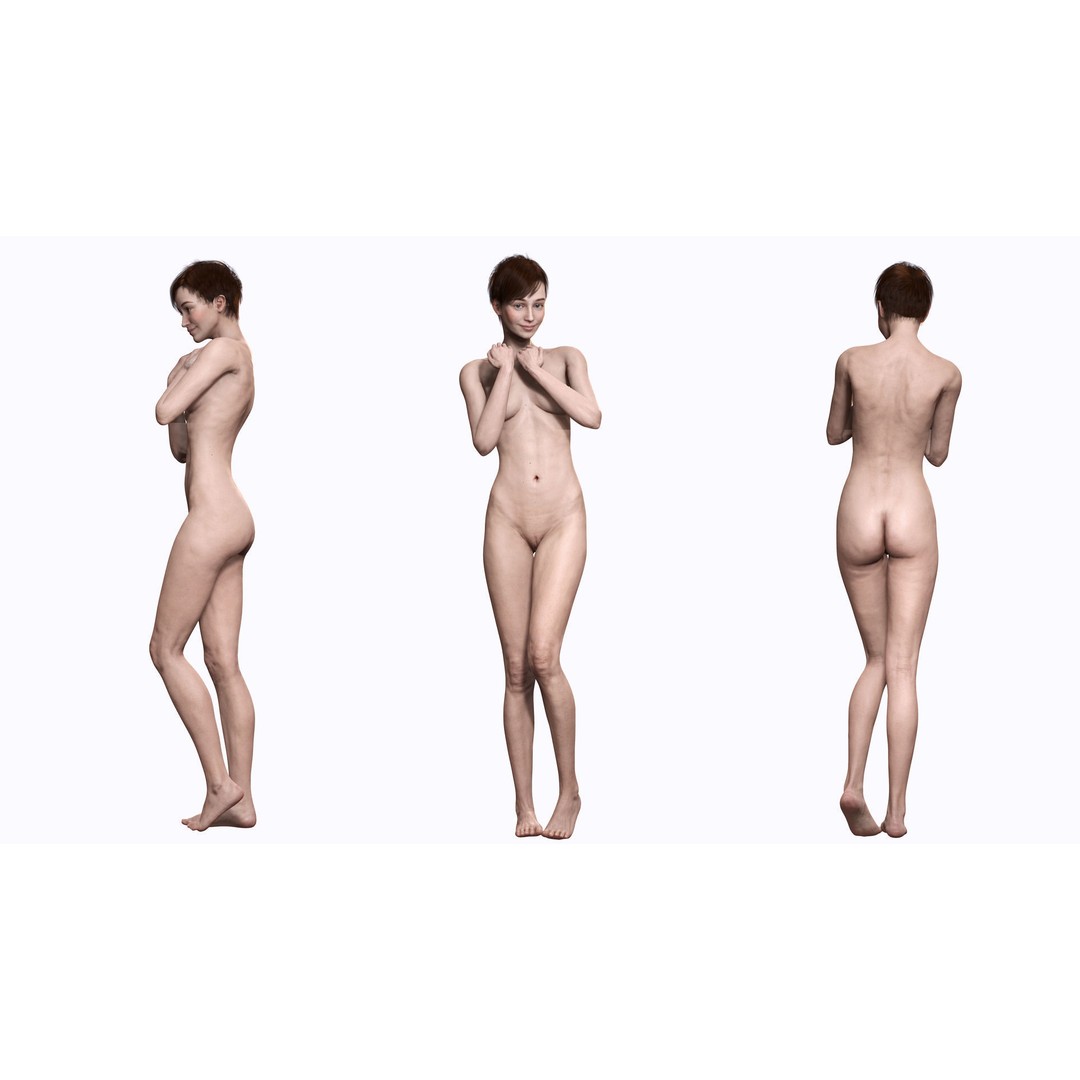 Mariya 3D Model – Realistic Female Character in Red Dress, Rigged - View 6