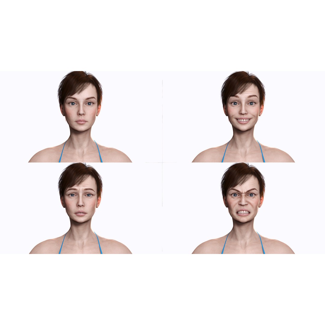 Mariya 3D Model – Realistic Female Character in Red Dress, Rigged - View 9