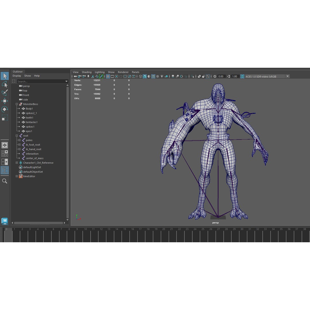 Monster Boss 3D Model – Low Poly Rigged Character with PBR Textures
