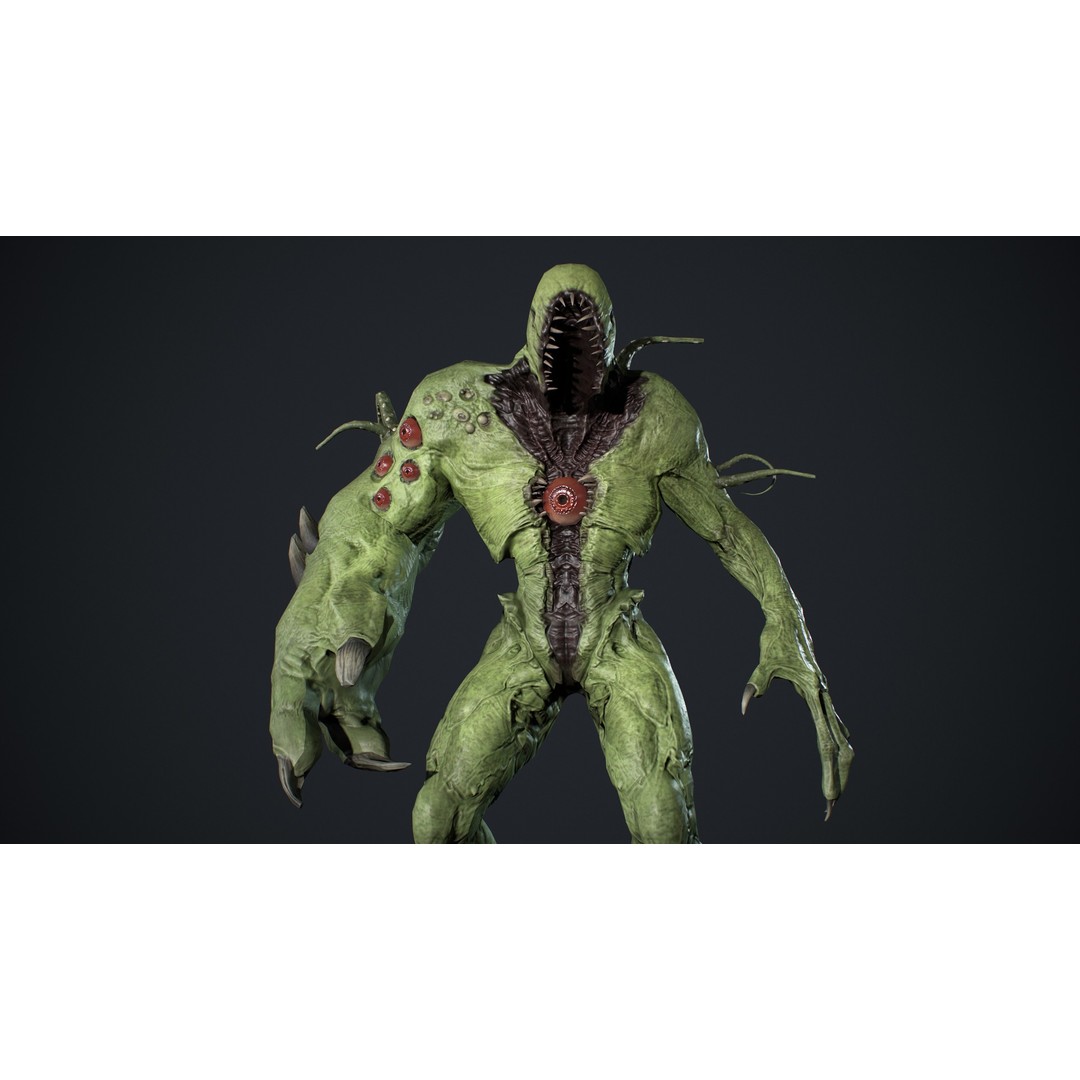 Monster Boss 3D Model – Low Poly Rigged Character with PBR Textures - View 11