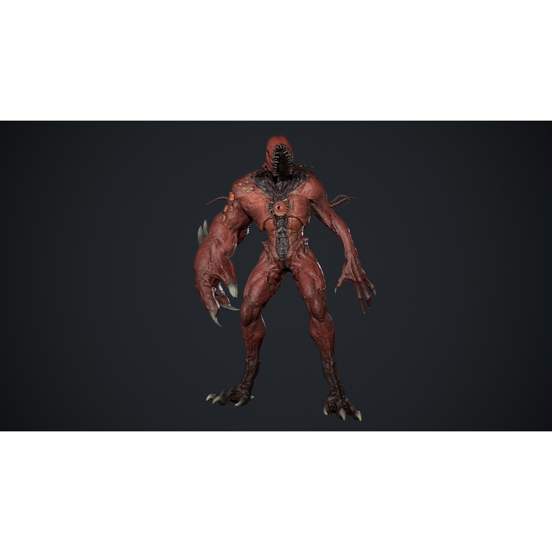 Monster Boss 3D Model – Low Poly Rigged Character with PBR Textures - View 12