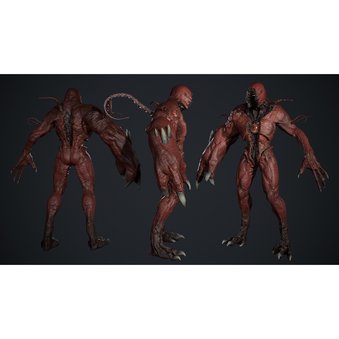 Monster Boss 3D Model – Low Poly Rigged Character with PBR Textures - View 7