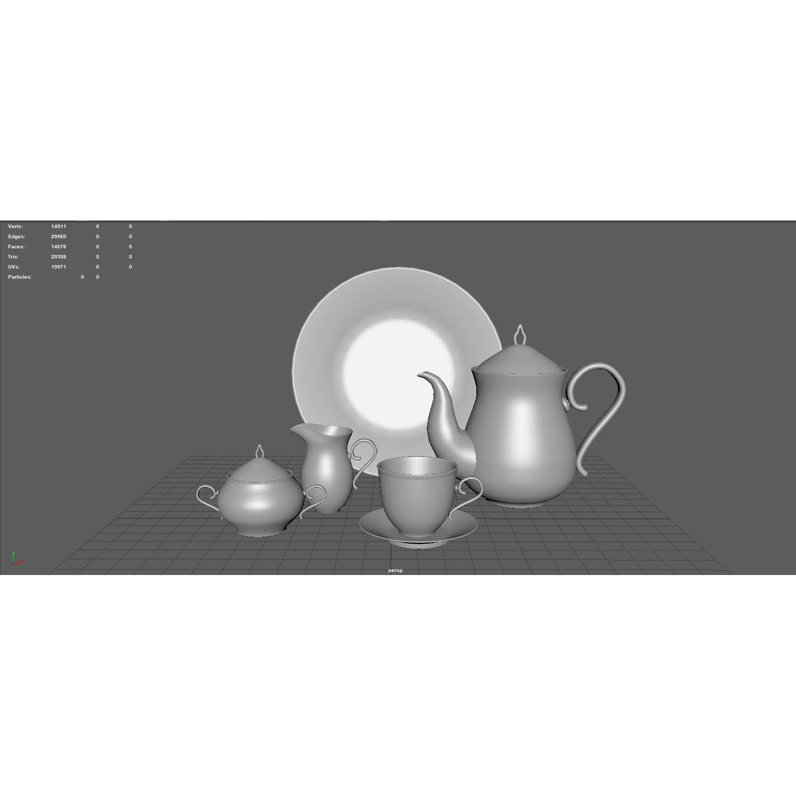 Tea Set with Roses - PBR Textured 3D Model - View 10
