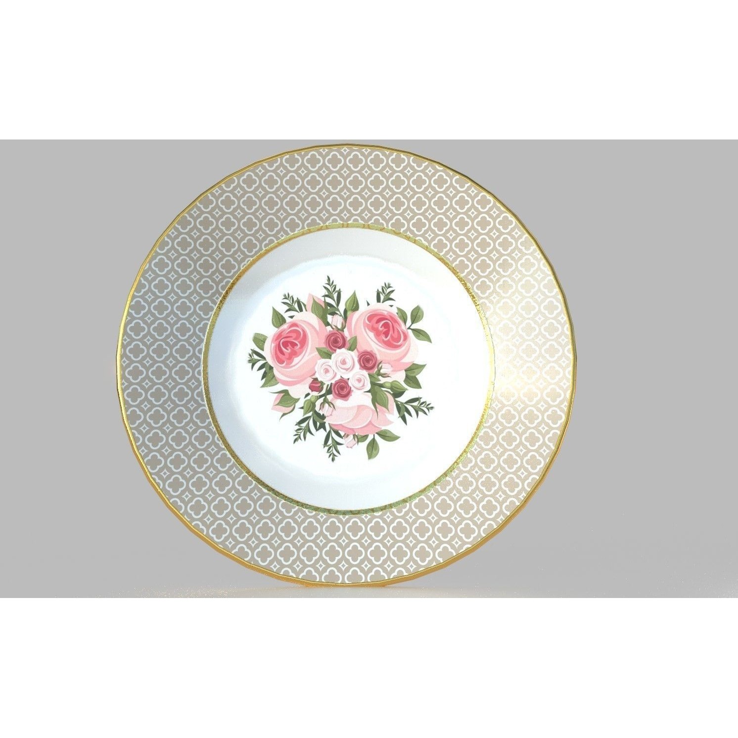 Tea Set with Roses - PBR Textured 3D Model - View 5
