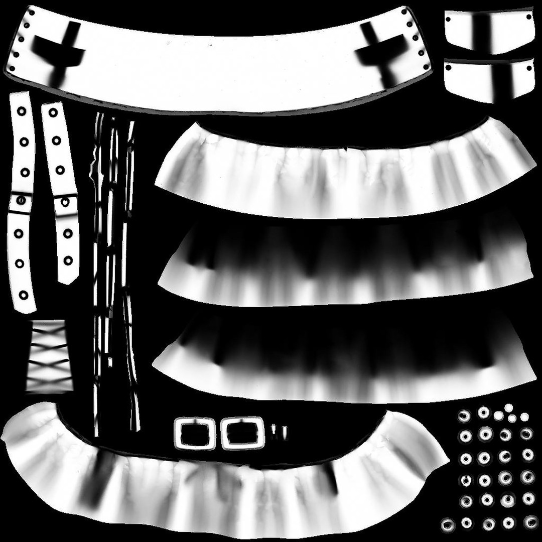 Punk Ruffled Skirt 3D Model – Low Poly Game Asset, FBX and OBJ - View 14