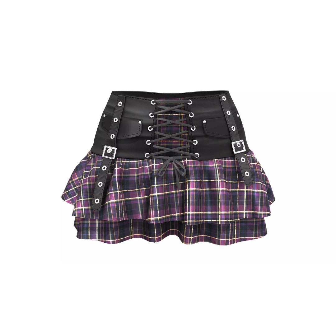 Punk Ruffled Skirt 3D Model – Low Poly Game Asset, FBX and OBJ - View 2