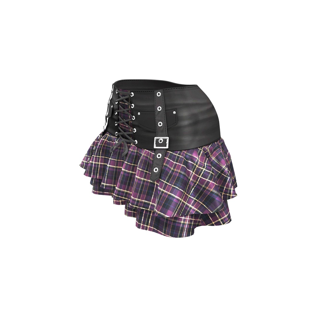 Punk Ruffled Skirt 3D Model – Low Poly Game Asset, FBX and OBJ - View 4