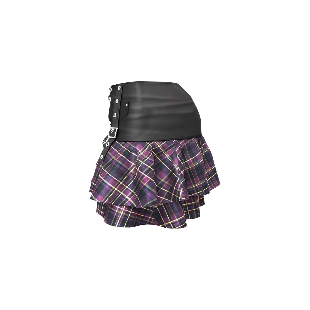 Punk Ruffled Skirt 3D Model – Low Poly Game Asset, FBX and OBJ - View 5