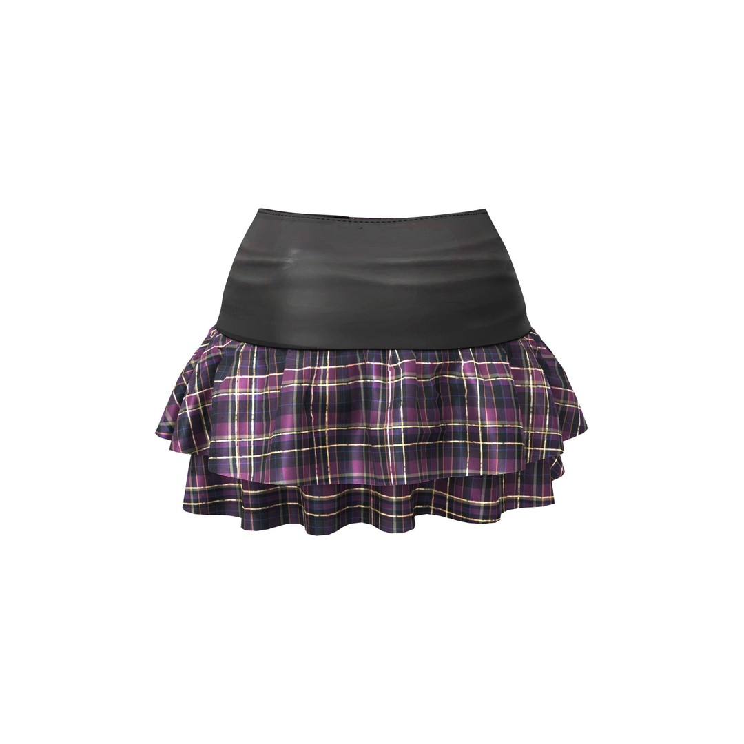 Punk Ruffled Skirt 3D Model – Low Poly Game Asset, FBX and OBJ - View 6
